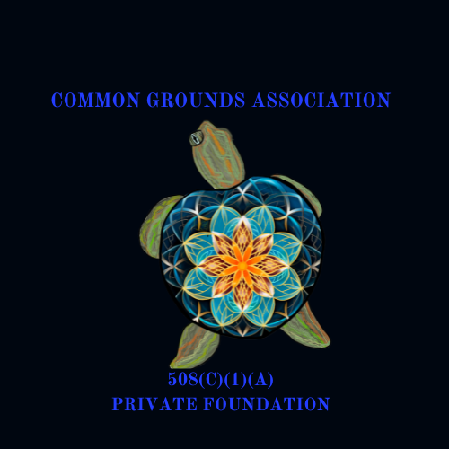 Common Grounds Association turtle and flower-of-life logo